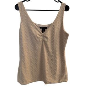 White House Black Market Women’s Textured Tank Top Nude Sleeveless, Size XL